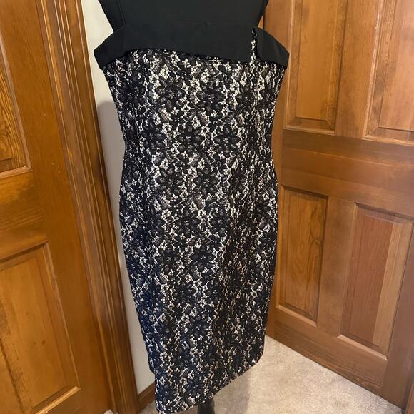Talbots Spaghetti Strap Cocktail Dress Black Lace Size 16 NWT - Picture 1 of 8
